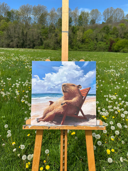 CapyCanvas Beach Chill 16x16 Inches